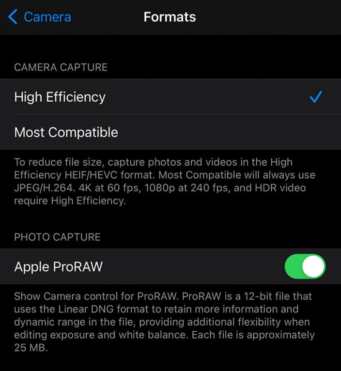 Cách chụp ảnh RAW và ProRAW trên iPhone 12 hoặc iPhone 12 Pro